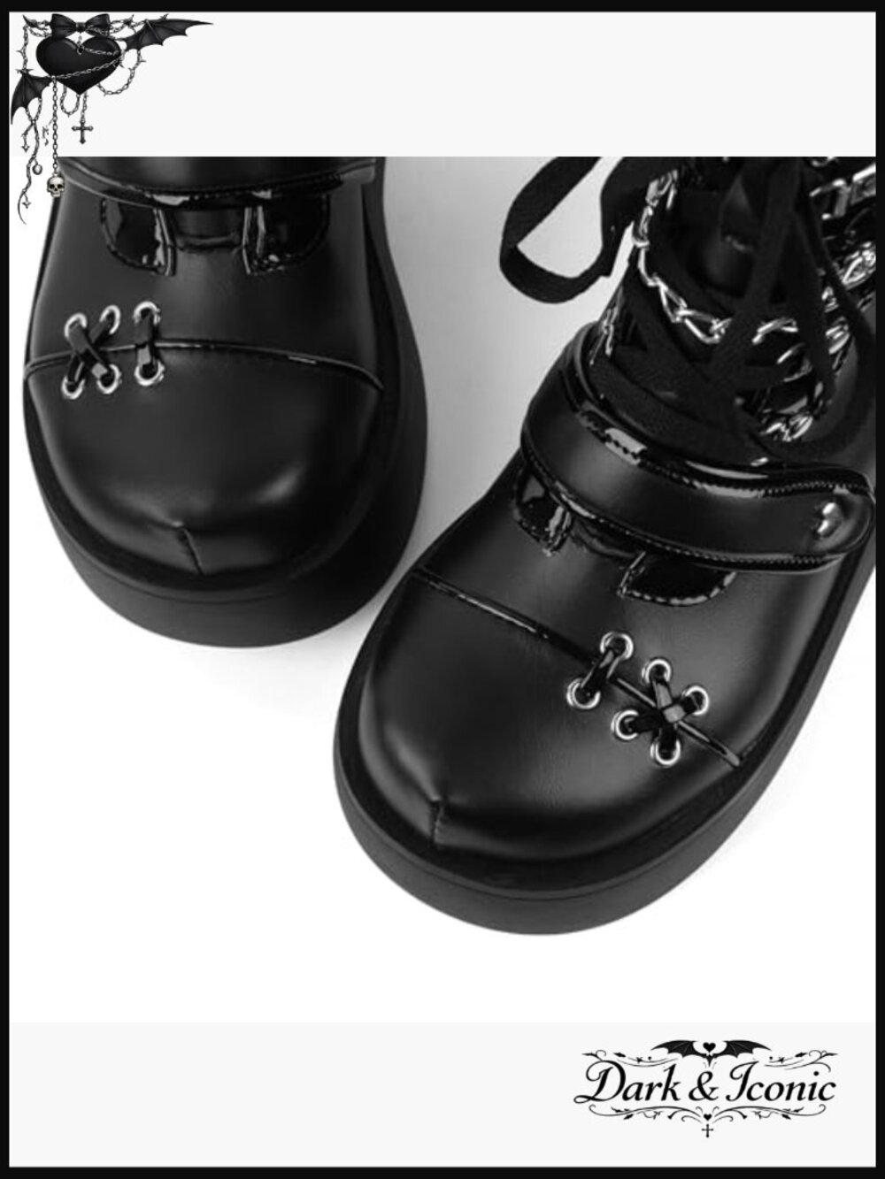 Platform Ankle Boots with Chunky Heel, Round Toe, Lace-Up and Side Zipper - Picture 5 of 7